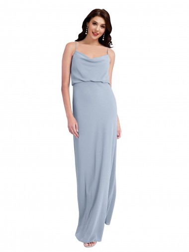 Shop Draped Cowl Neck Long Formal Crepe Bridesmaid Dress / Prom Dress with Spaghetti Straps Ottawa
