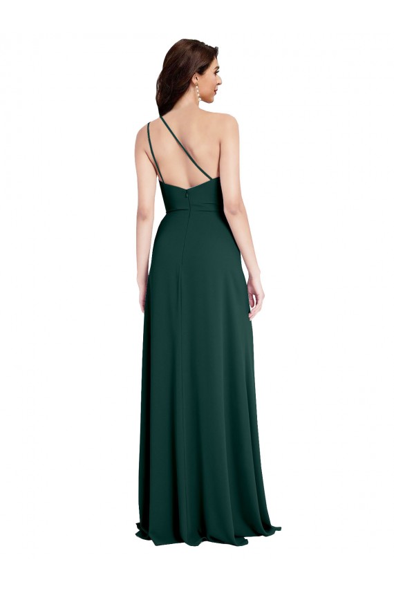 Shop A-Line Slim One Shoulder Formal Crepe Bridesmaid Dress / Prom Dress with Asymmetrical Straps and Side Slit Ottawa