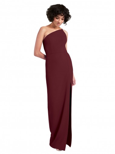 Shop Sleek One Shoulder Long Formal Crepe Bridesmaid Dress / Prom Dress with Daring Slit Ottawa