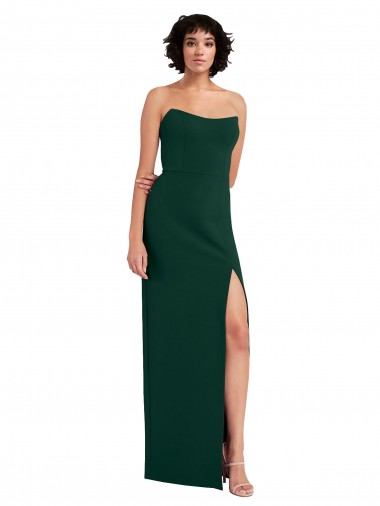 Shop Scooped Strapless Neckline Formal Crepe Bridesmaid Dress / Prom Dress with Side Slit Ottawa