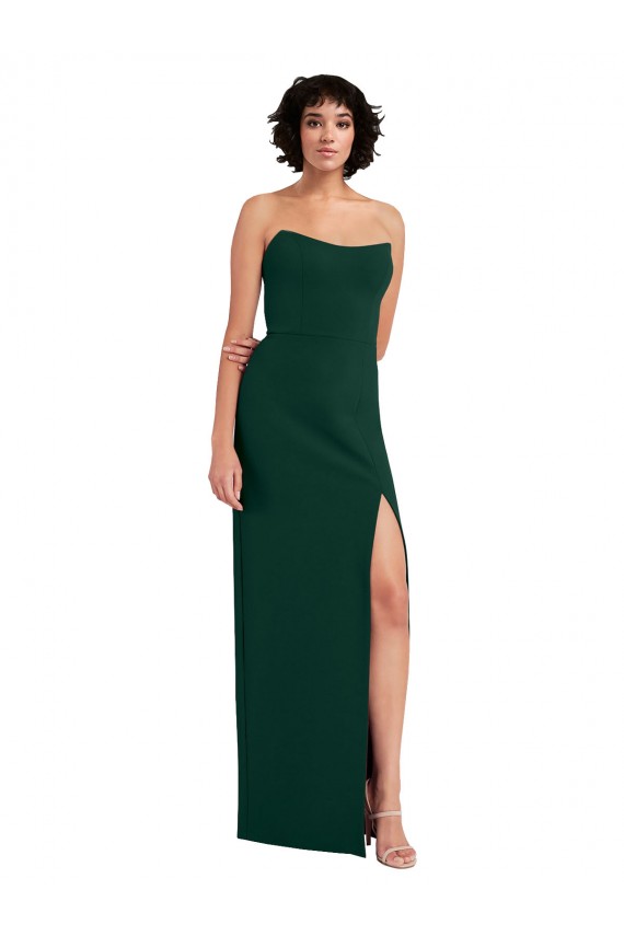 Shop Scooped Strapless Neckline Formal Crepe Bridesmaid Dress / Prom Dress with Side Slit Ottawa