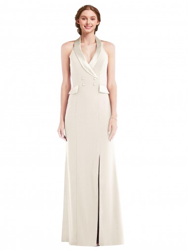 Shop Halter Tuxedo Maxi Bridesmaid Dress / Prom Dress with Front Slit Ottawa