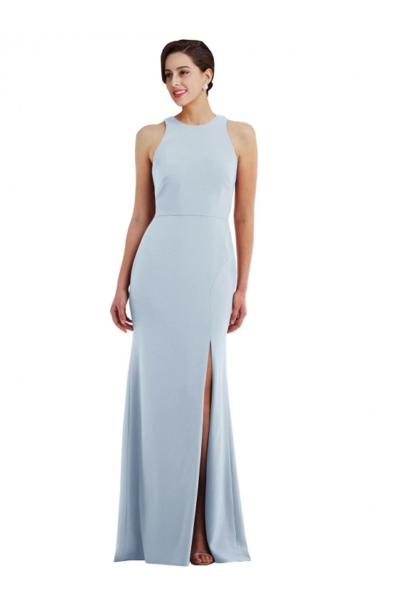 Shop Cutout Open Back Halter Maxi Formal Crepe Bridesmaid Dress / Prom Dress with Scarf Tie Ottawa