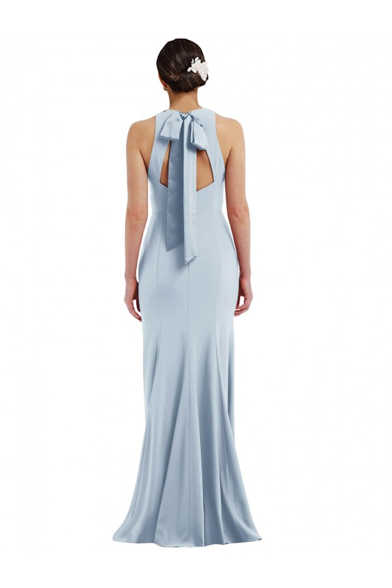 Shop Cutout Open Back Halter Maxi Formal Crepe Bridesmaid Dress / Prom Dress with Scarf Tie Ottawa