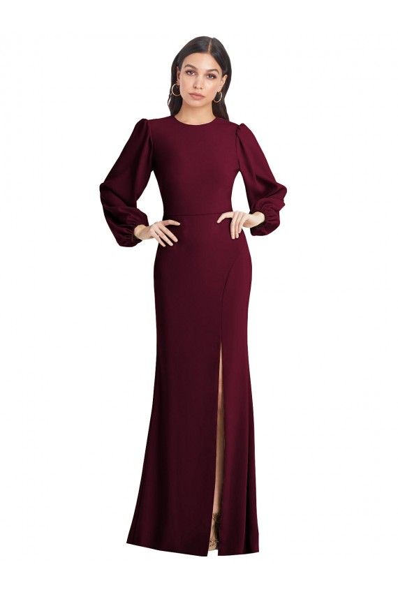 Shop Puff Sleeves Long Maxi Briddesmaid Dress with Cutout Tie Back Ottawa