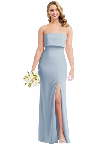 Shop Strapless Overlay Bodice Crepe Maxi Bridesmaid Dress / Prom Dress with Front Slit Ottawa