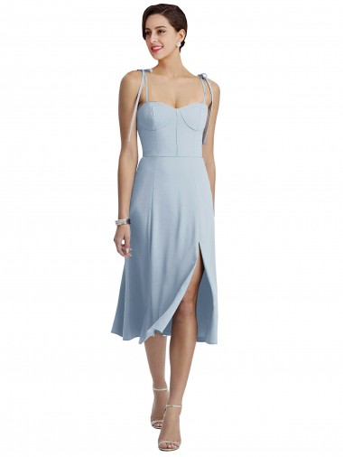 Shop Midi Cocktail Length Bustier Crepe Bridesmaid Dress / Prom Dress with Back Bow Straps Ottawa