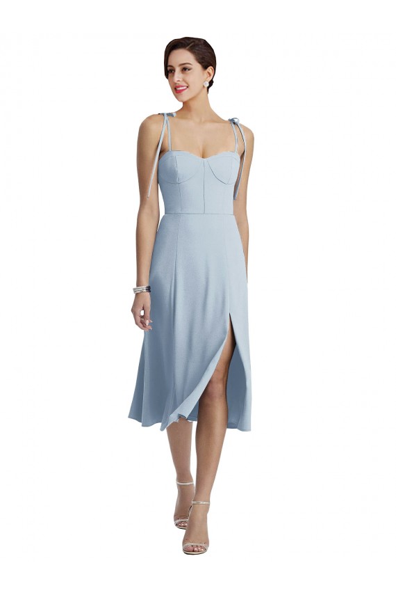 Shop Midi Cocktail Length Bustier Crepe Bridesmaid Dress / Prom Dress with Back Bow Straps Ottawa
