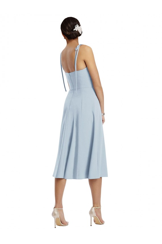 Shop Midi Cocktail Length Bustier Crepe Bridesmaid Dress / Prom Dress with Back Bow Straps Ottawa