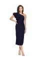 Shop Ruched Midi Length Short Cocktail Formal Crepe Bridesmaid Dress / Prom Dress with Shoulder Ruffles Ottawa