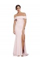 Shop Off Shoulder Long Formal Crepe Bridesmaid Dress / Prom Dress with Straight Neckline and Side Split Ottawa