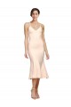 Shop Midi Cocktail Length V-Neckline Crepe Bridesmaid Dress / Prom Dress with Thin Straps and Fulted Skirt Ottawa