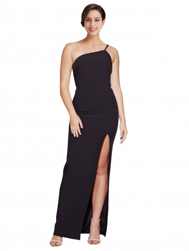 Shop Long Floor Length Formal Crepe Bridesmaid Dress / Prom Dress with Side Split and One Strap Ottawa