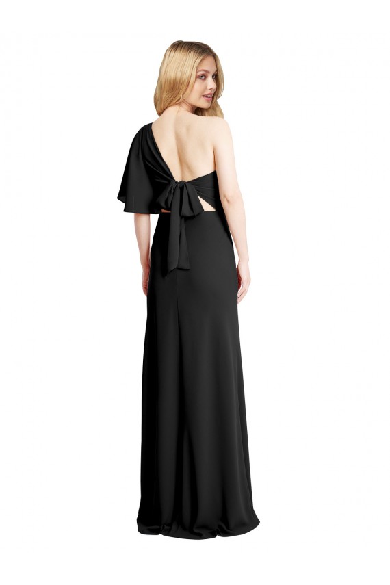 Shop Pleated One Shoulder Flutter Sleeves Slim Formal Crepe Bridesmaid Dress / Prom Dress Ottawa