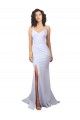 Shop Simple Mermaid V-Neck Long Crepe Beach Wedding Dress with Right Slit Ottawa