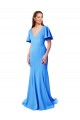 Shop Short Sleeves Long V-Neck Crepe Bridesmaid Dress / Prom Dress with V-Back Ottawa