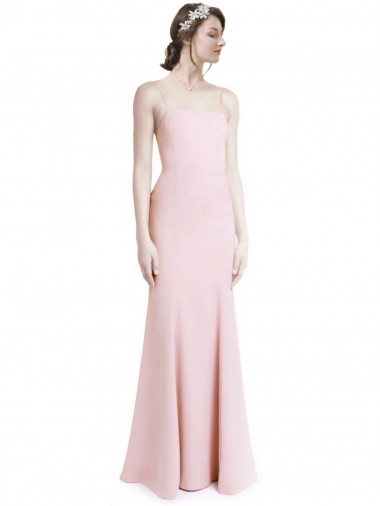 Shop Square Neck Criss Cross Open Back Slim Crepe Bridesmaid Dress / Prom Dress with Spaghetti Straps Ottawa