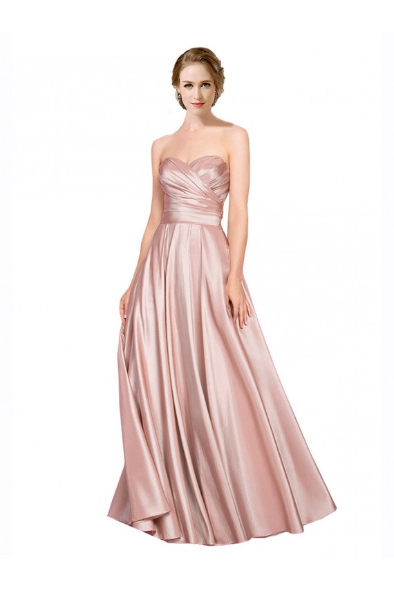 Shop Long Plated Strapless Sweetheat Formal Stretch Satin Bridesmaid Dress / Prom Dress Ottawa