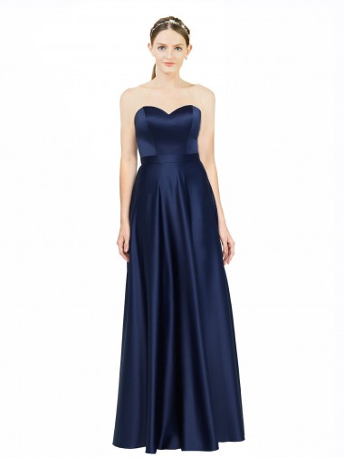 Shop Floor Length Sweetheart Neckline Formal Stretch Satin Bridesmaid Dress with Belt Ottawa
