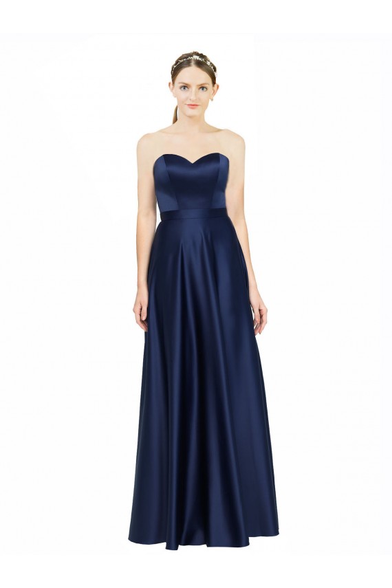 Shop Floor Length Sweetheart Neckline Formal Stretch Satin Bridesmaid Dress with Belt Ottawa