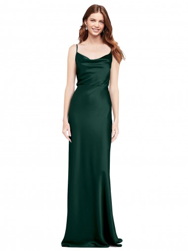 Shop Fitted Cowl Neck Long Formal Stretch Satin Slip Bridesmaid Dress / Prom Dress with V-Back Ottawa