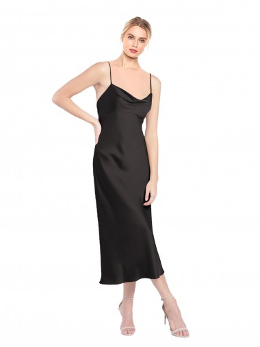 Shop Cowl Neck Midi Length Short Cocktail Formal Stretch Satin Slip Bridesmaid Dress / Prom Dress Ottawa