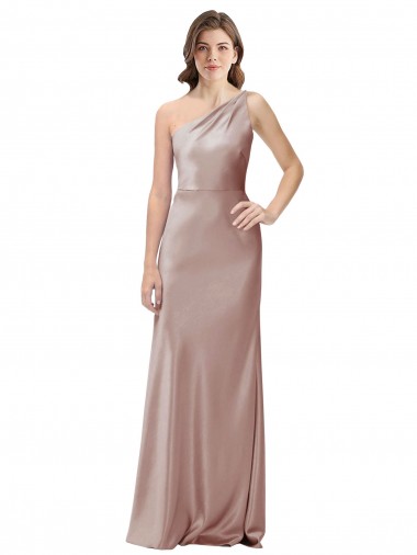 Shop One Shoulder Black-Tie Floor Length Long Formal Stretch Satin Bridesmaid Dress / Prom Dress Ottawa