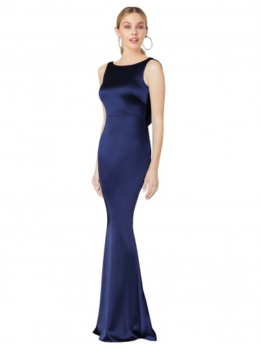Shop Sheath High Neck Formal Stretch Satin Bridesmaid Dress / Prom Dress Low Back Ottawa