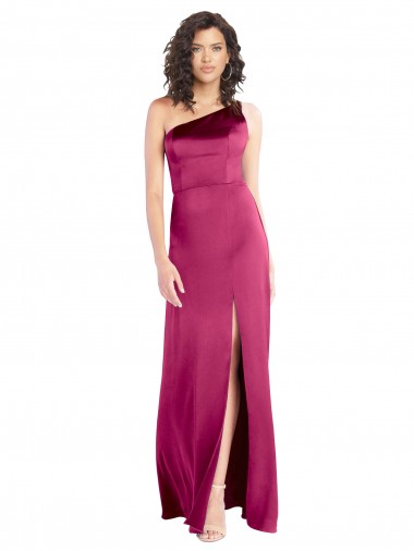Shop Sleek One Shoulder A-Line Long Formal Stretch Satin Bridesmaid Dress / Prom Dress with Spaghetti Straps Back Ottawa