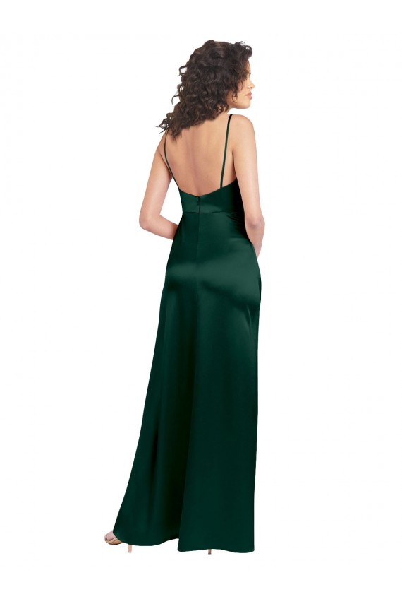 Shop Long Slim Scoop Neck Formal Stretch Satin Bridesmaid Dress / Prom Dress with Open Back Ottawa
