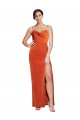 Shop Front Cowl Neck Long Floor Length Formal Stretch Satin Bridesmaid Dress / Prom Dress with High Side Split Ottawa