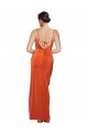 Shop Front Cowl Neck Long Floor Length Formal Stretch Satin Bridesmaid Dress / Prom Dress with High Side Split Ottawa