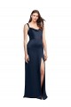Shop Cowl Neck Soft Long Formal Stretch Satin Bridesmaid Dress / Prom Dress with Side Slit and Pleated Straps Ottawa