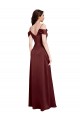 Shop Draped Off the Shoulder Sleeves Slim A-Line Formal Stretch Satin Bridesmaid Dress / Prom Dress with Side Slit Ottawa