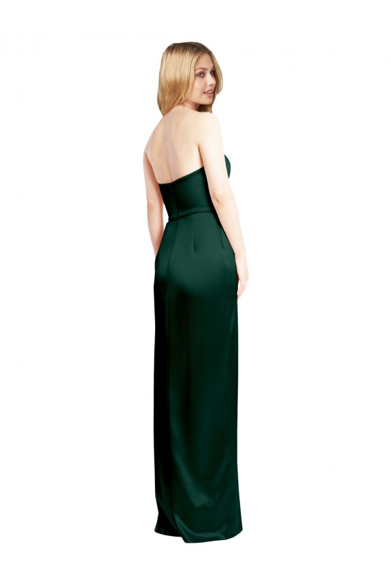 Shop Scooped Strapless Neckline Stretech Satin Bridesmaid Dress / Prom Dress with Side Slit Ottawa