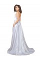 Shop Simple A-Line Corset Style Pleated Long Stretch Satin Beach Wedding Dress with High Slit Ottawa