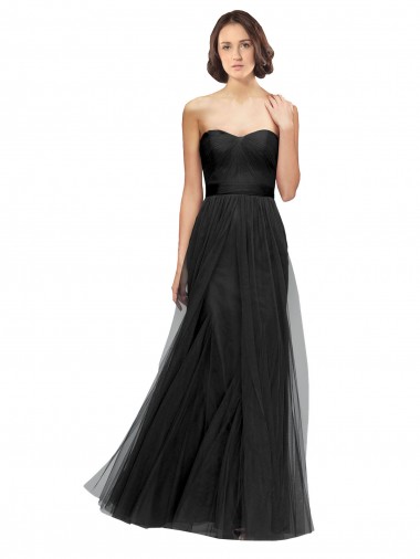 Shop Long Tulle Bridesmaid Dress with Sweetheart Neckline and Belt Ottawa
