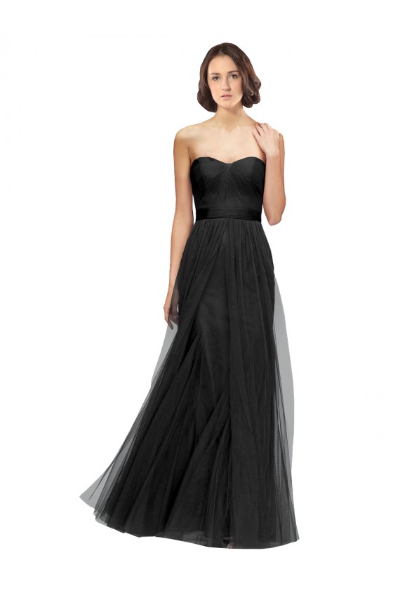 Shop Long Tulle Bridesmaid Dress with Sweetheart Neckline and Belt Ottawa