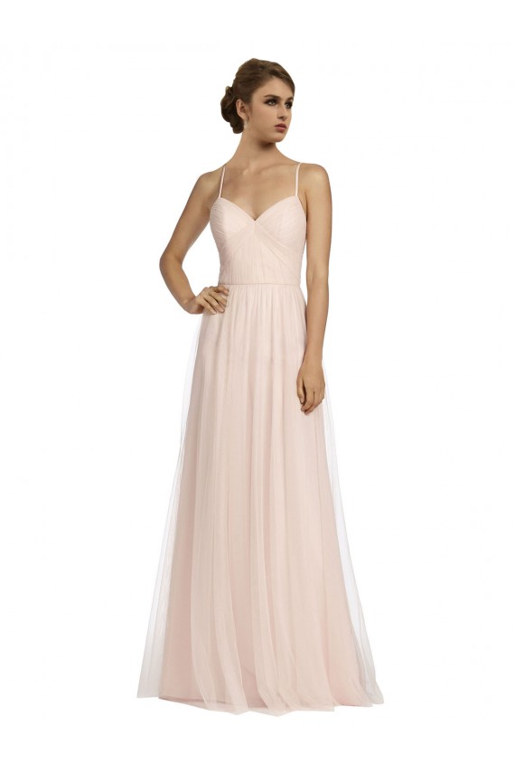 Shop Long Draped Back A-Line Tulle Bridesmaid Dress with Pleated Bodice Ottawa