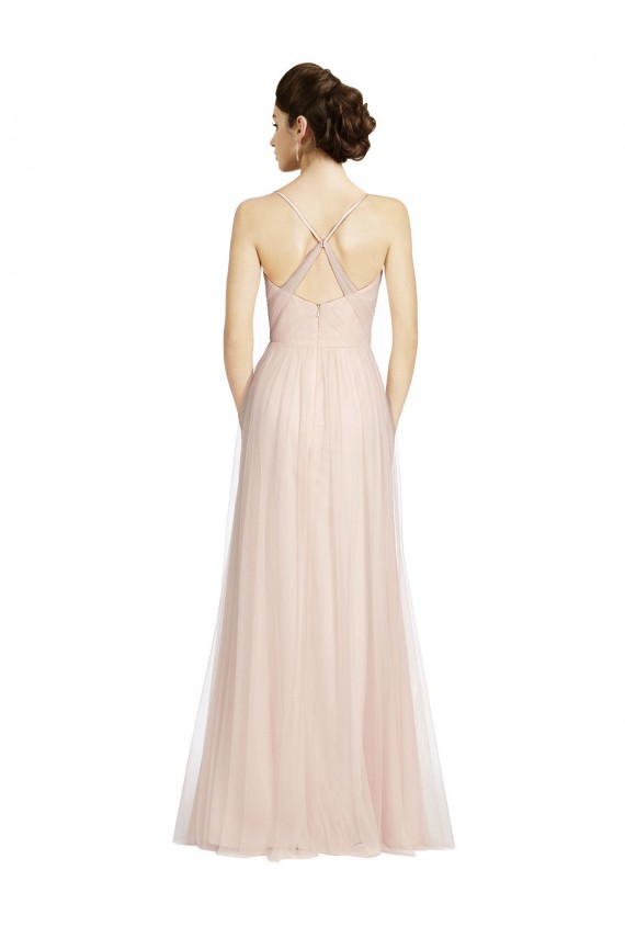 Shop Long Draped Back A-Line Tulle Bridesmaid Dress with Pleated Bodice Ottawa