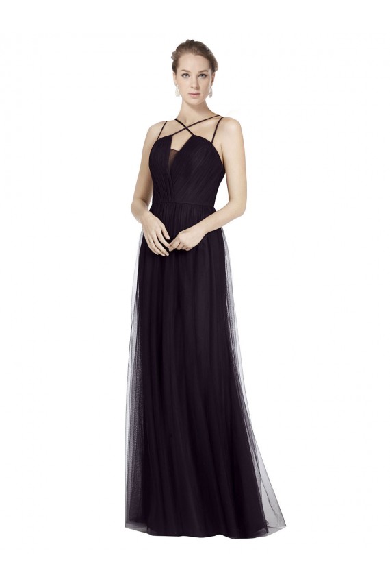 Shop High Neck Long A-Line Tulle Bridesmaid Dress Ottawa