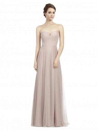 Shop Long Strapless Tulle Bridesmaid Dress with Pleated Bodice Ottawa
