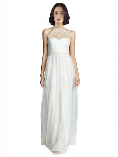Shop High Neckline Long Tulle Bridesmaid Dress with Illusion Front Ottawa