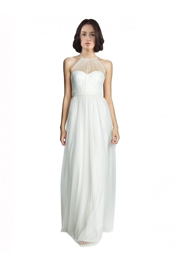 Shop High Neckline Long Tulle Bridesmaid Dress with Illusion Front Ottawa