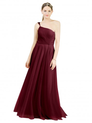 Shop One Shoulder Floor Length Long Tulle Bridesmaid Dress Ottawa