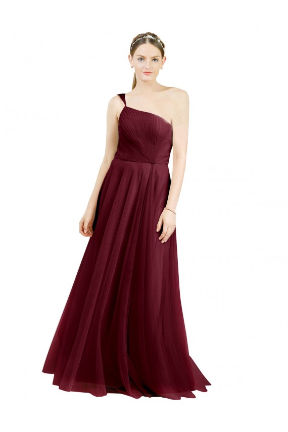 Shop One Shoulder Floor Length Long Tulle Bridesmaid Dress Ottawa