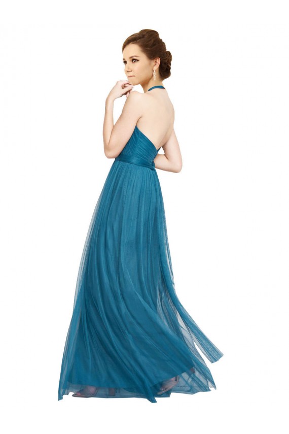 Shop High Neck Halter Pleated A-Line Tulle Bridesmaid Dress Ottawa