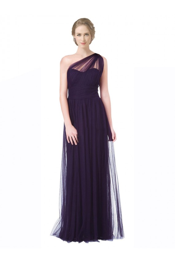 Shop One Shoulder Long Tulle Bridesmaid Gown with Sheer Netting Strap Ottawa