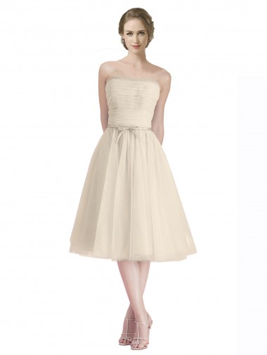 Shop Strapless Short Cocktail Length Tulle Cocktail Bridesmaid Dress with Pleats Ottawa