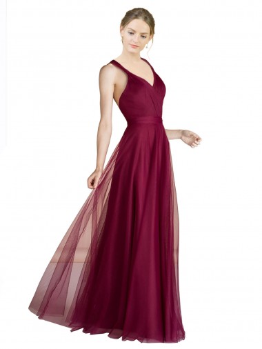 Shop Long Sweetheart Tulle Bridesmaid Dress with Straps and Criss Cross Back Ottawa